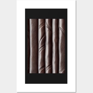 Dark Brown Padded Leather Stripes, natural and ecological leather print #75 Posters and Art